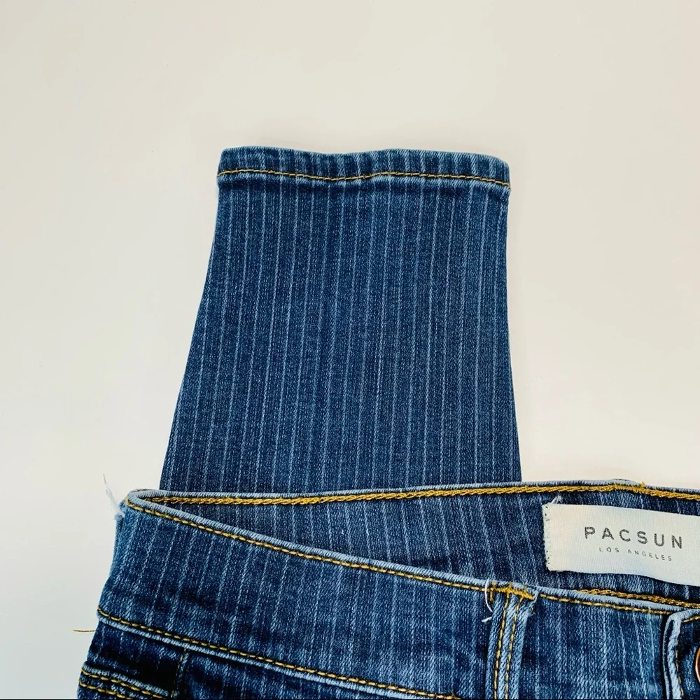 Pacsun jeans jeggings high rise striped dark wash stretchy women size 25 - Picture 3 of 10